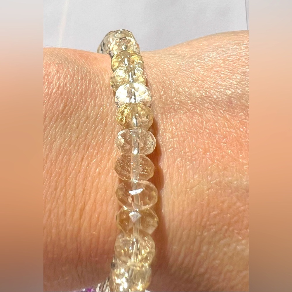 BCIT12 High-End RARE Natural Faceted 7-8mm PASTEL CITRINE Handmade Bracelet